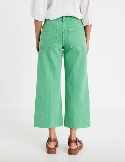 Jean wide leg cropped taille haute vert femme