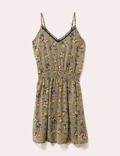 Robe patineuse bretelles fines vert foncé femme