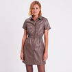 Robe droite boutonnée taupe femme