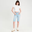 Bermuda skinny en jean denim bleach femme
