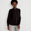 Chemise droite pliss&eacute;e col am&eacute;ricain noir femme