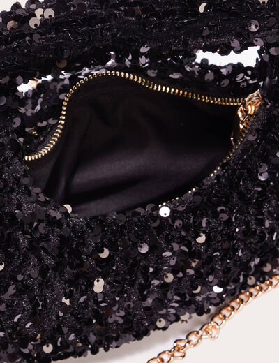 Sac pochette avec sequins noir femme