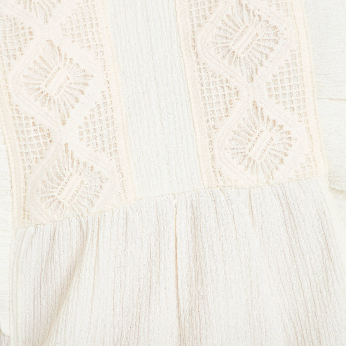 Blouse sans manches col v ecru femme
