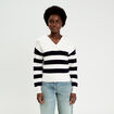 Pull col marin manches longues blanc femme
