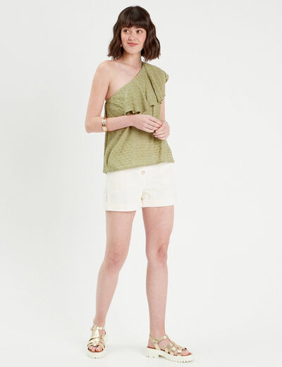 Blouse asymétrique vert pastel femme