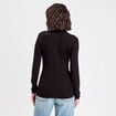 T-shirt uni &agrave; manches longues noir femme