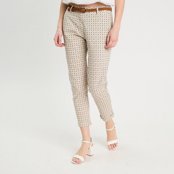 Pantalon chino slim 7/8ème blanc femme
