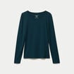 T-shirt uni &agrave; manches longues vert fonc&eacute; femme