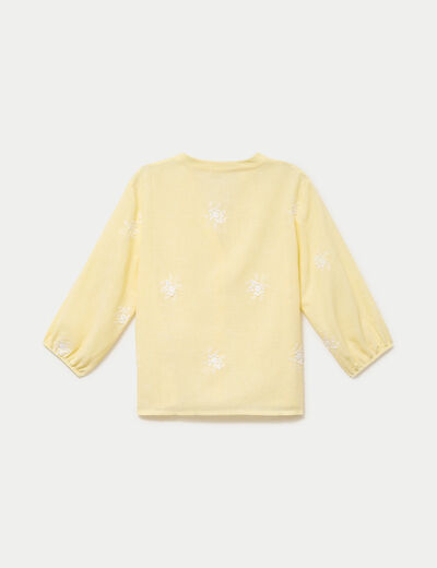 Blouse col tunisien jaune femme