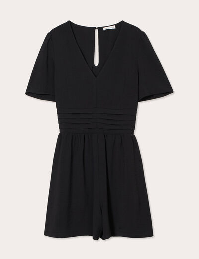 Combishort col en V noir femme