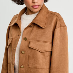 Veste suédine droite camel femme