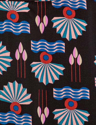 Robe évasée manches courtes noir femme