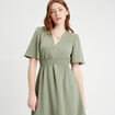 Robe évasée taille élastiquée vert kaki femme