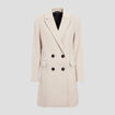 Manteau droit boutonné beige femme