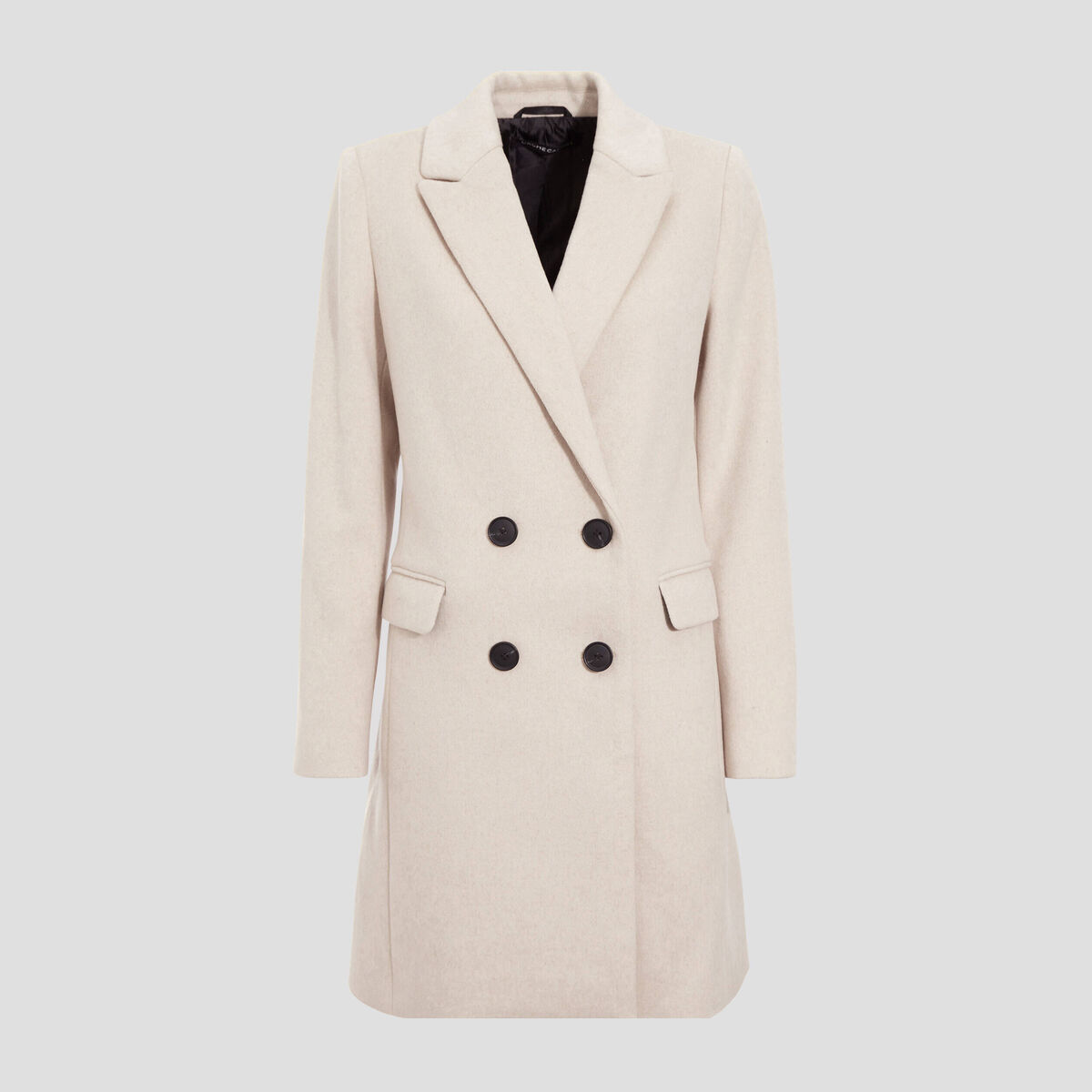 Manteau droit boutonné beige femme
