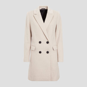 Manteau droit boutonné beige femme