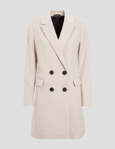 Manteau droit boutonné beige femme