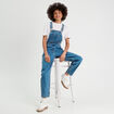 Salopette mom en jean denim stone femme
