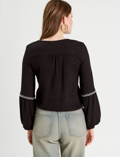 Blouse manches longues noir femme