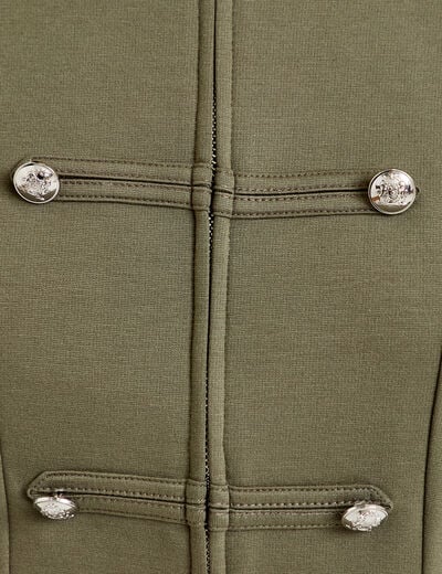 Veste ajust&eacute;e manches longues vert kaki femme