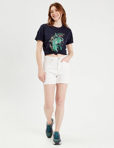 T-shirt manches courtes bleu marine femme