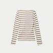 T-shirt ajust&eacute; col rond manches longues ivoire femme