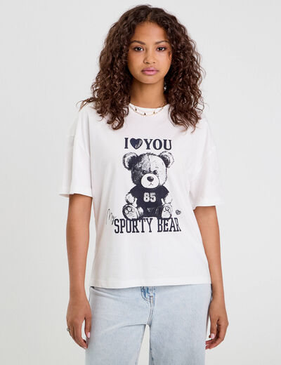 T-shirt manches courtes blanc femme