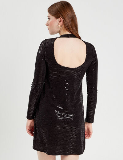 Robe évasée avec sequins noir femme