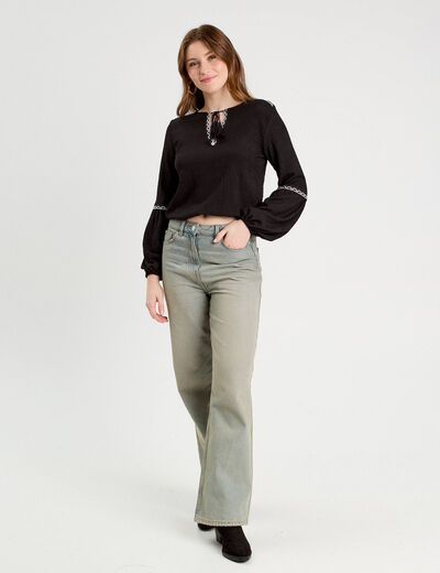 Blouse manches longues noir femme