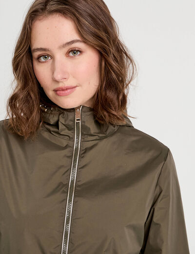 Parka réversible à capuche vert kaki femme