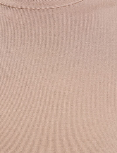 T-shirt uni à manches longues sable femme