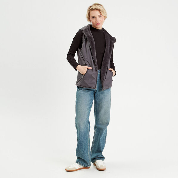 Doudoune réversible sans manches gris clair femme