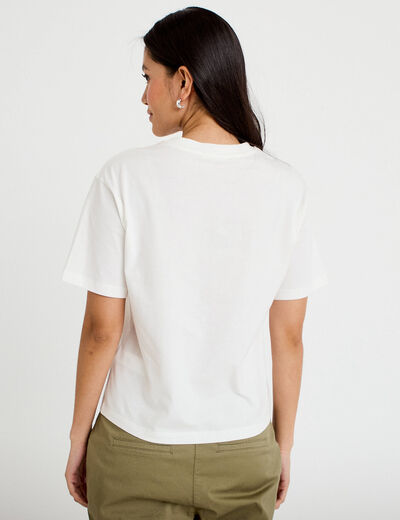 T-shirt col rond manches courtes ecru femme