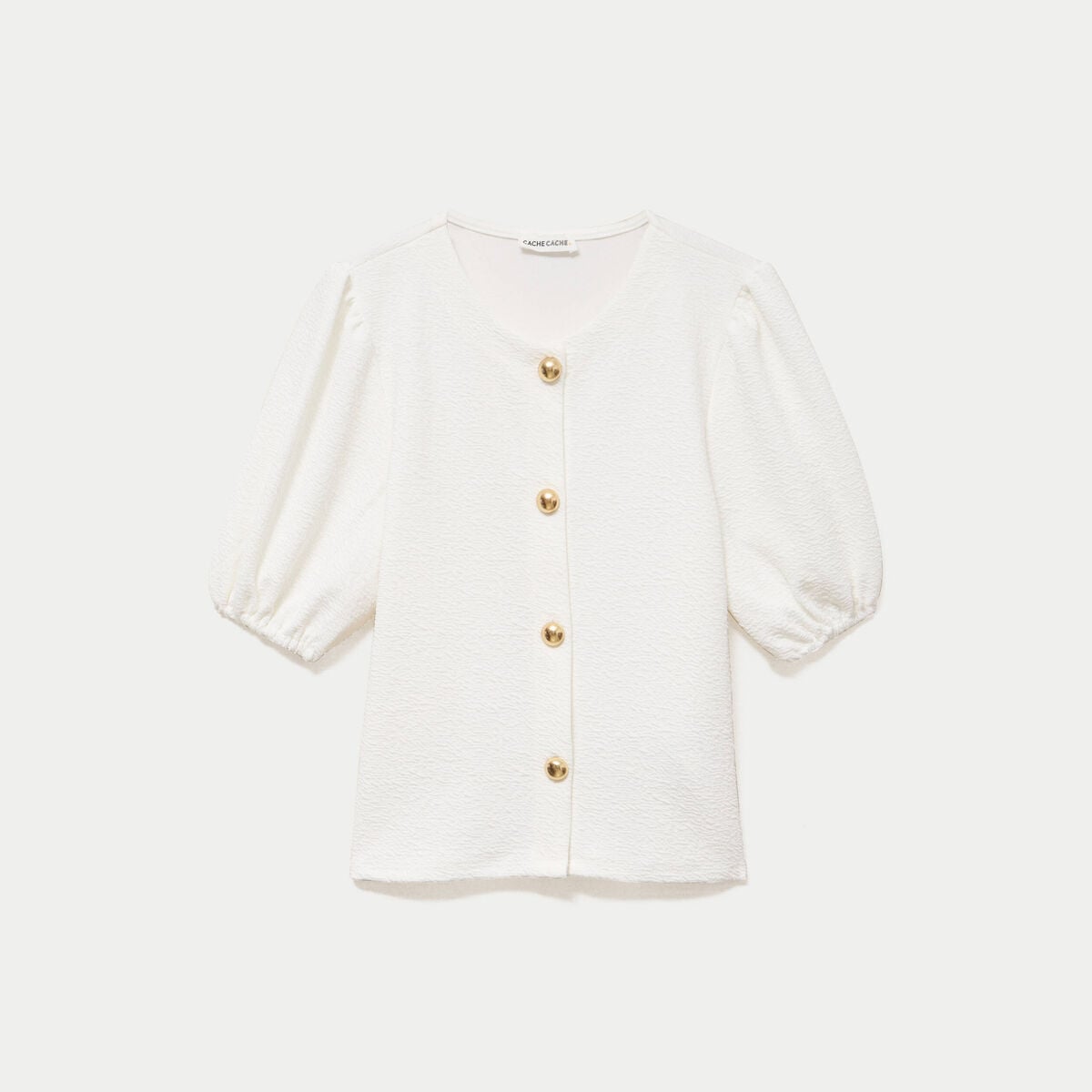 Blouse droite manches courtes ecru femme