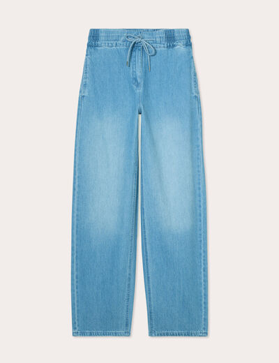 Jeans large taille élastiquée denim double stone femme