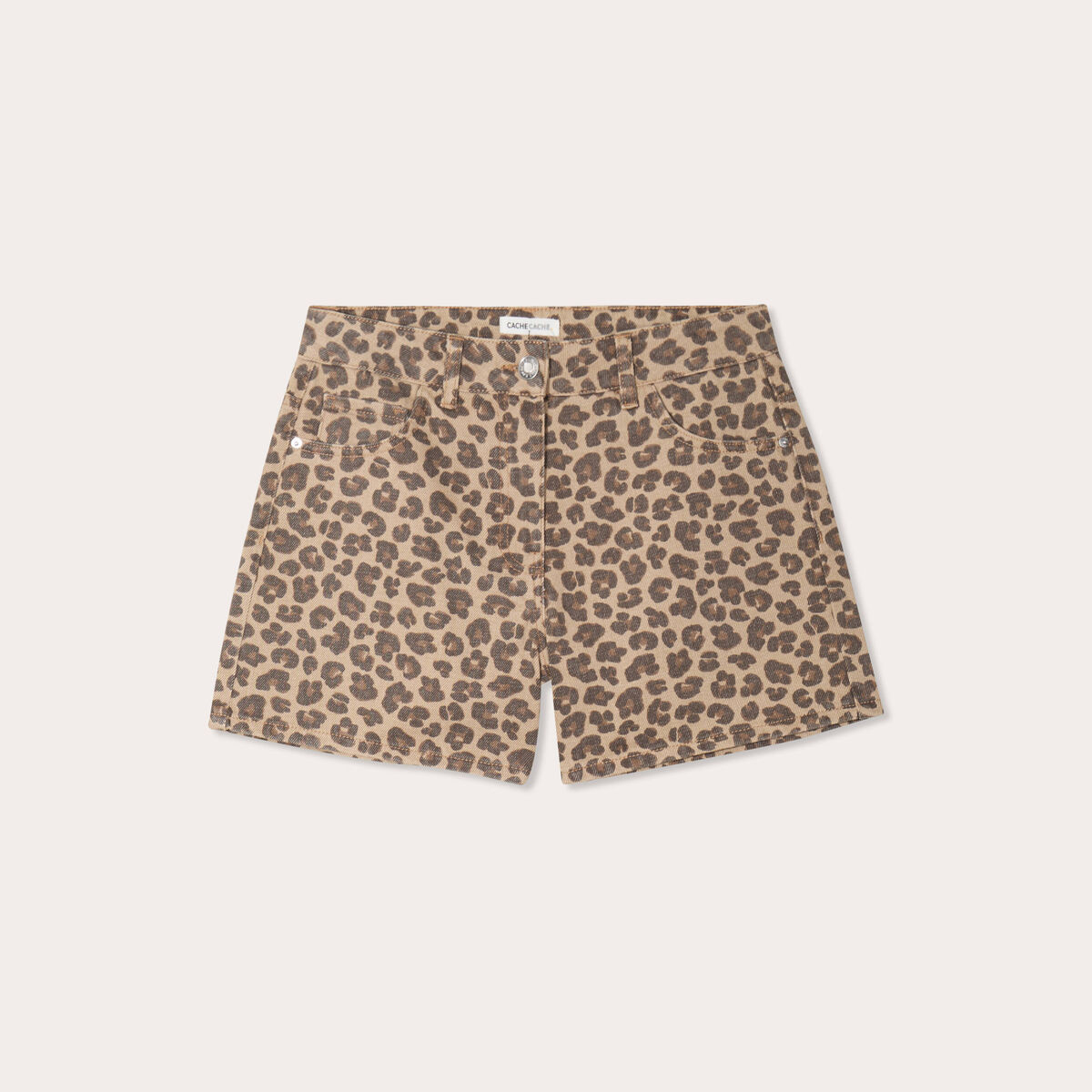 Short large en jean beige femme