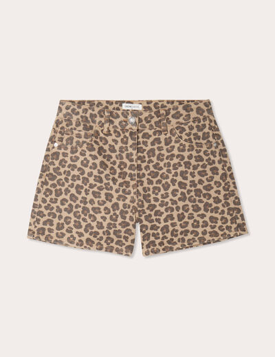 Short large en jean beige femme