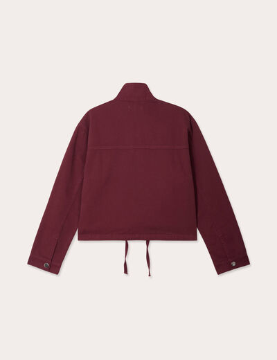 Veste droite col montant bordeaux femme
