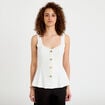 D&eacute;bardeur p&eacute;plum cintr&eacute; col coeur ecru femme