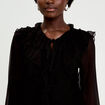 Blouse col v manches longues noir femme