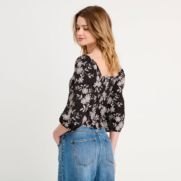 blouse manches 34 noir femme Blouse manches 3/4 noir femme