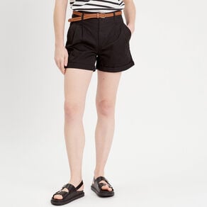 short chino ceinture noir femme Short chino ceinturé noir femme