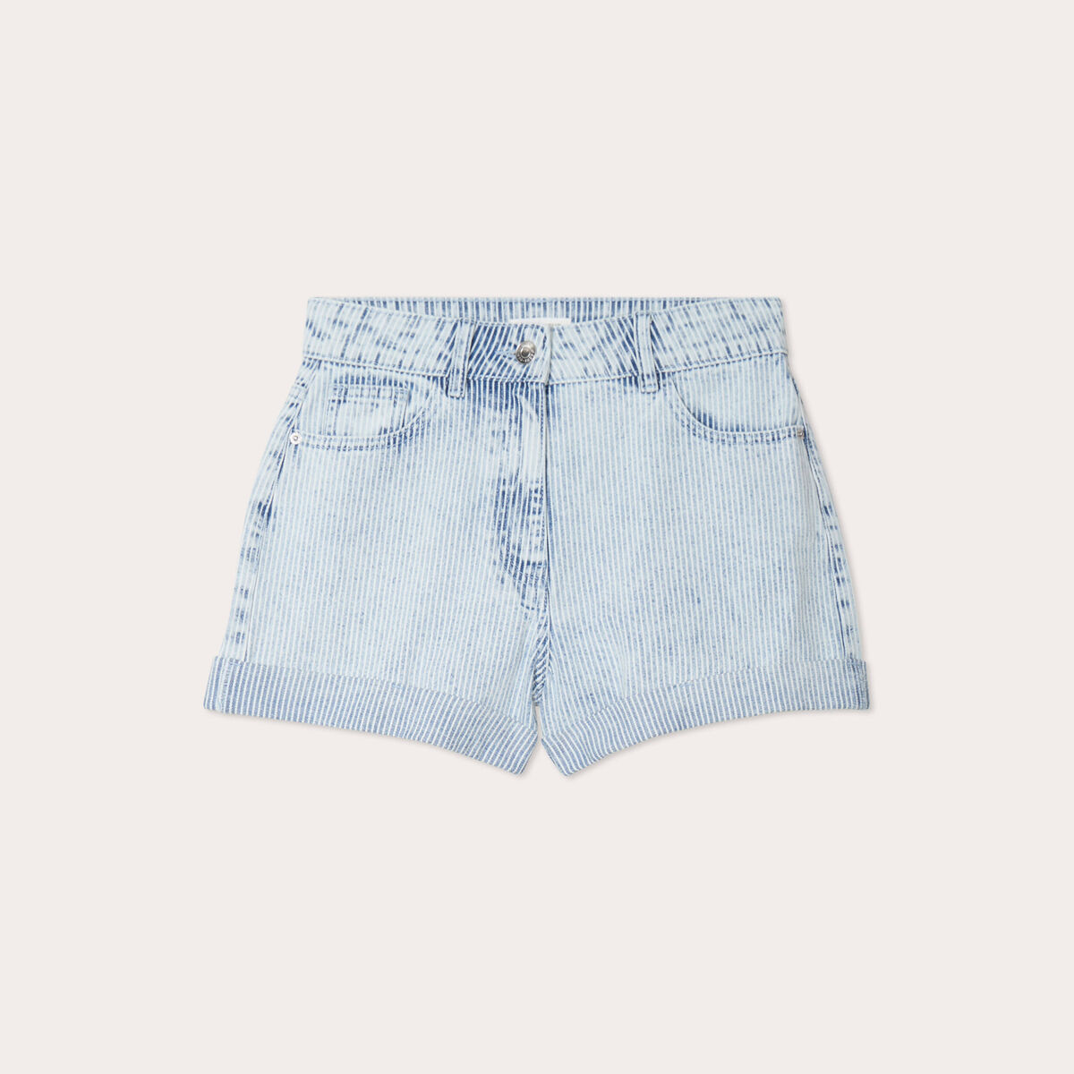 Short mom en jean bleu gris femme