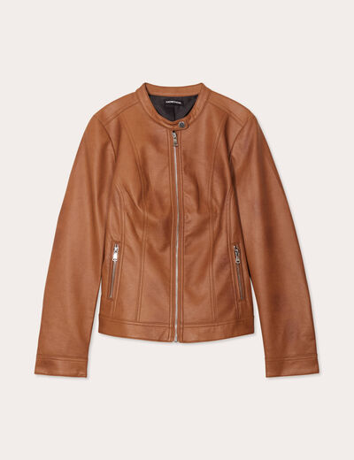 Veste droite zippée beige femme