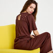 T-shirt manches courtes marron femme
