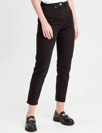 Jeans mom slim stretch denim noir femme