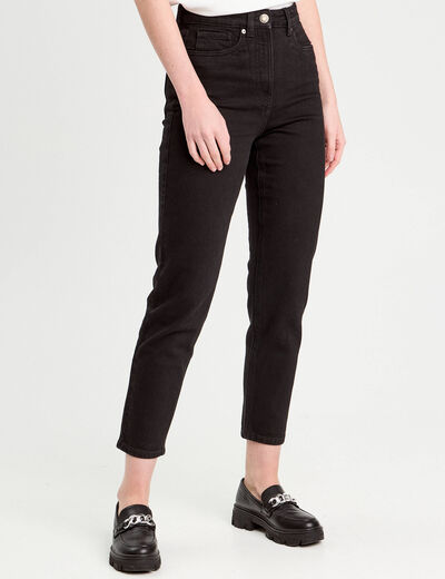 Jeans mom slim stretch denim noir femme