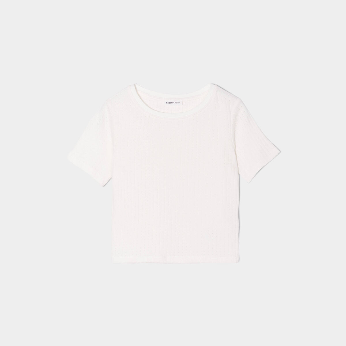 T-shirt cintré cropped ecru femme