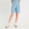 Bermuda droit pinces bleu gris femme