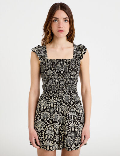 Combishort coupe large noir femme